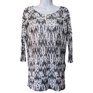Divided H&M Womens Pullover Tunic Sweater Size XS Black White Lightweight Slits